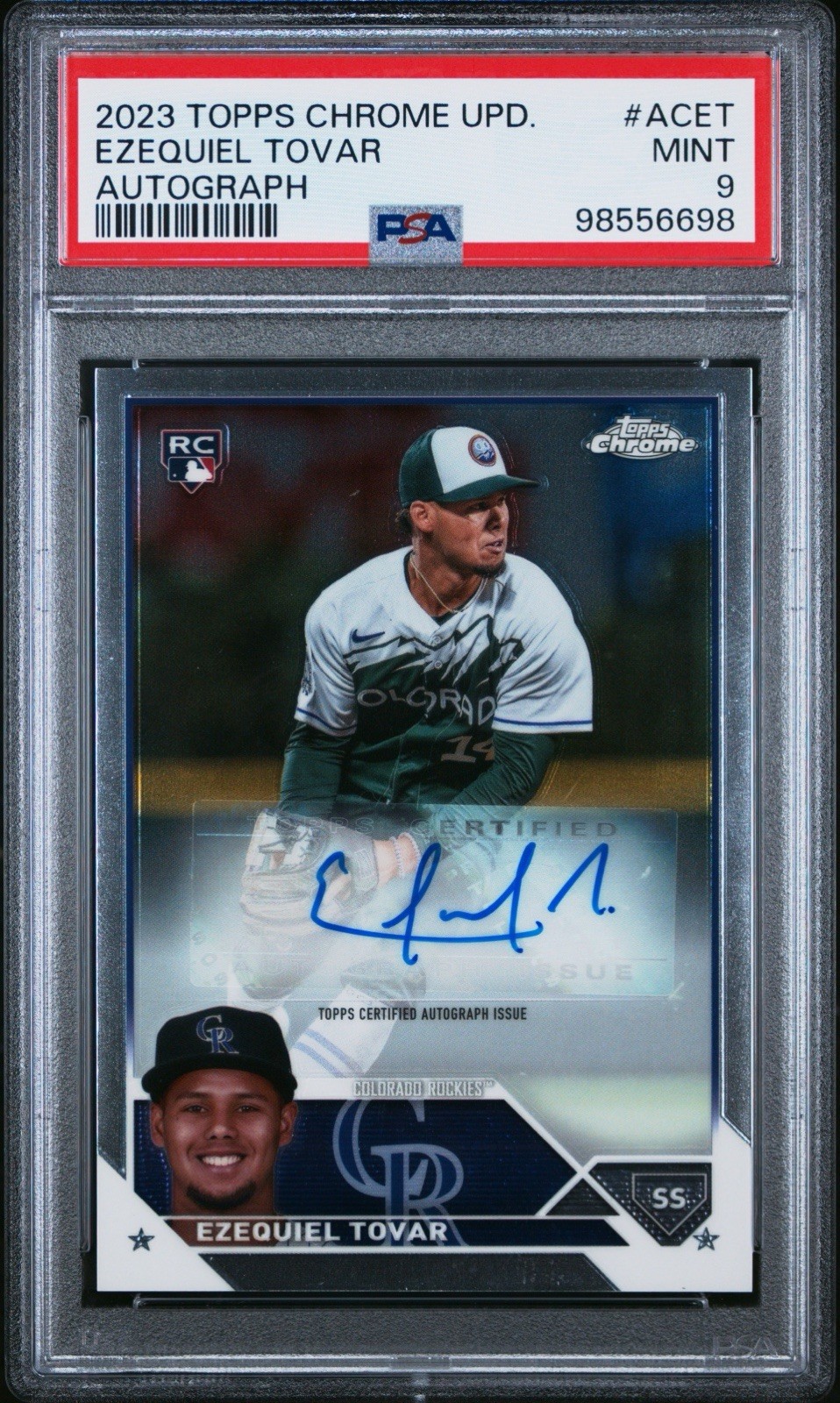 2023 Topps Chrome Update Series EZEQUIEL TOVAR #AC-ET Rookie AUTO PSA 9!!