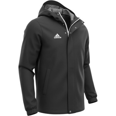 Adidas XS Kids Core 18 Rain Jacket Black Full Zip Hooded Windbreaker Coat