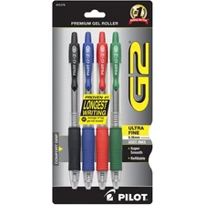Pilot G2 Gel Pens 4 Pack Assorted Colors Smooth Writing Long Lasting Quick Dry