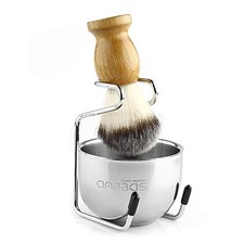 3IN1 Shaving Brush Set, Synthetic Badger Hair Beech-Synthetic Bristles