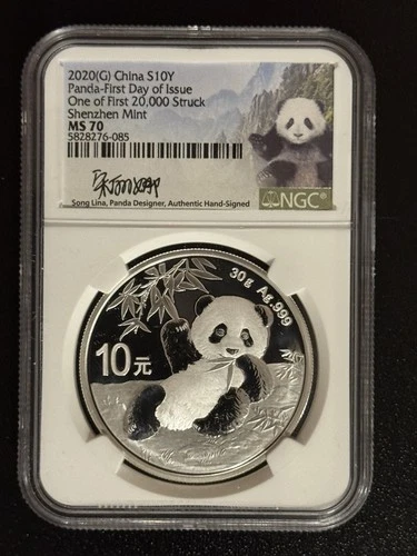 2020 (G) CHINA SILVER PANDA NGC MS70 FDI SHENZHEN MINT SONG LINA SIGNED - Rare