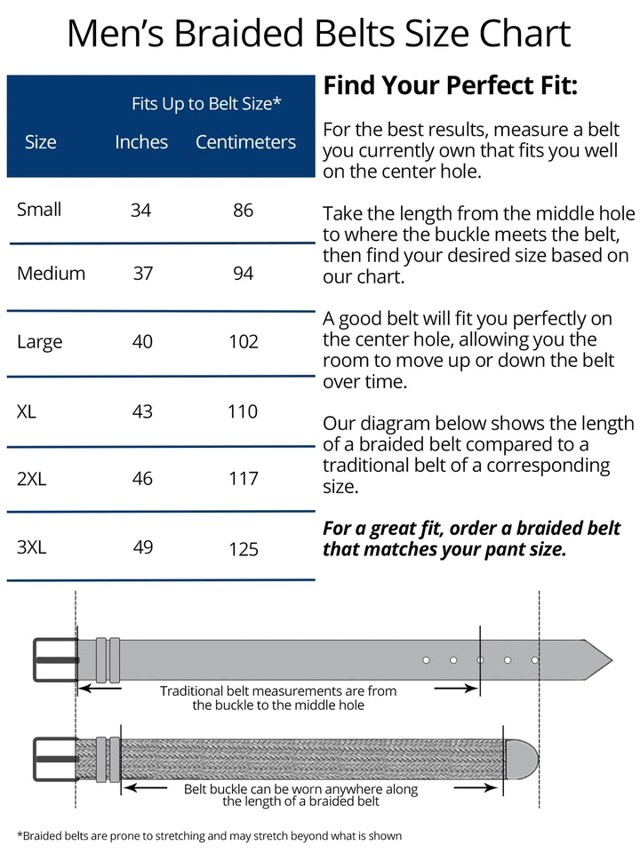 Cinturón trenzado elástico CTM para hombre con hebilla cubierta (grande y alto disponible) Foto 2 de 2