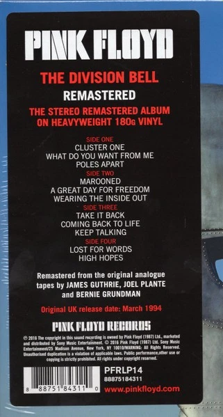 Pink Floyd – The Division Bell - 2LP | Remastered | 180G | Audiophile - Image 3 of 4