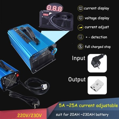 Akku Ladegerät Current Adjustable 5A-25A for 48V 60V 72V Li-ion LiFePo4 Pack