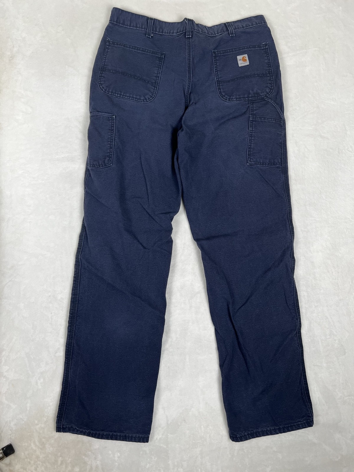 Carhartt Pants Mens 38x36 Blue FR Carpenter Canvas Workwear 2112 Cat 2 thumbnail 7