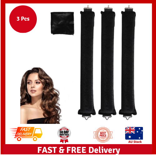 3Pcs Heatless Hair Curler Rods, Velvet Flexi Rods for Overnight Curls ...
