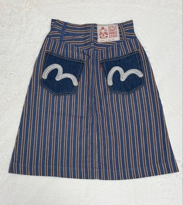 EVISU Women Rare Private Stock Skirt Made In Japan Seagull Embroidery JPN Limite