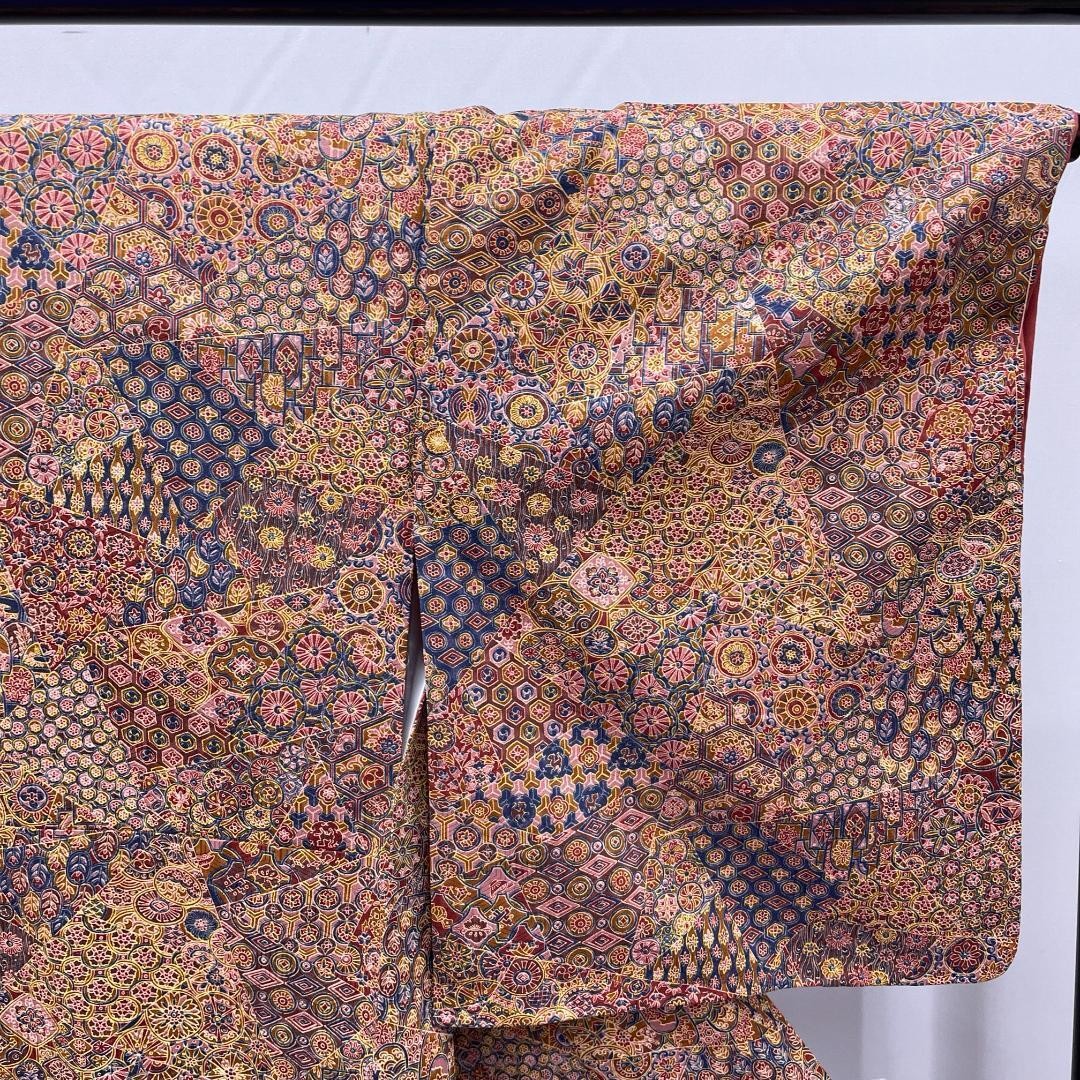 Fine Pattern Brown Navy Blue Polyester Kimono Siz… - image 4