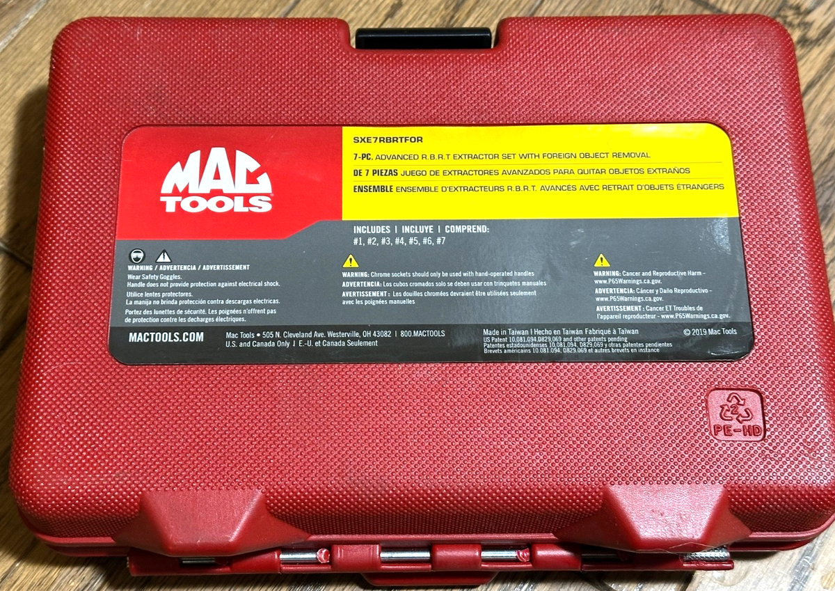 MAC TOOLS マック ツールズ  RBRT™エクストラクターセット |（欠品有り） SXE7RBRTFOR レッド 正規輸入品] マックツールズ 7Pc. RBRT™エクストラクターセット