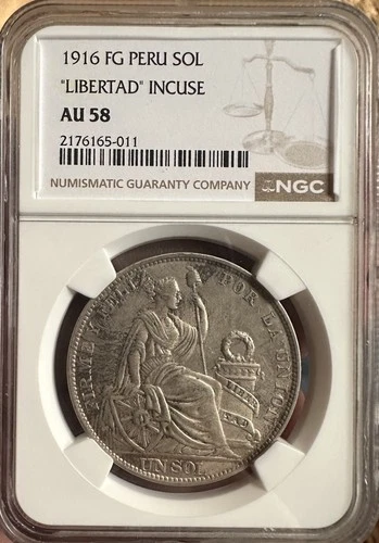Peru 1 Sol 1916, NGC AU58