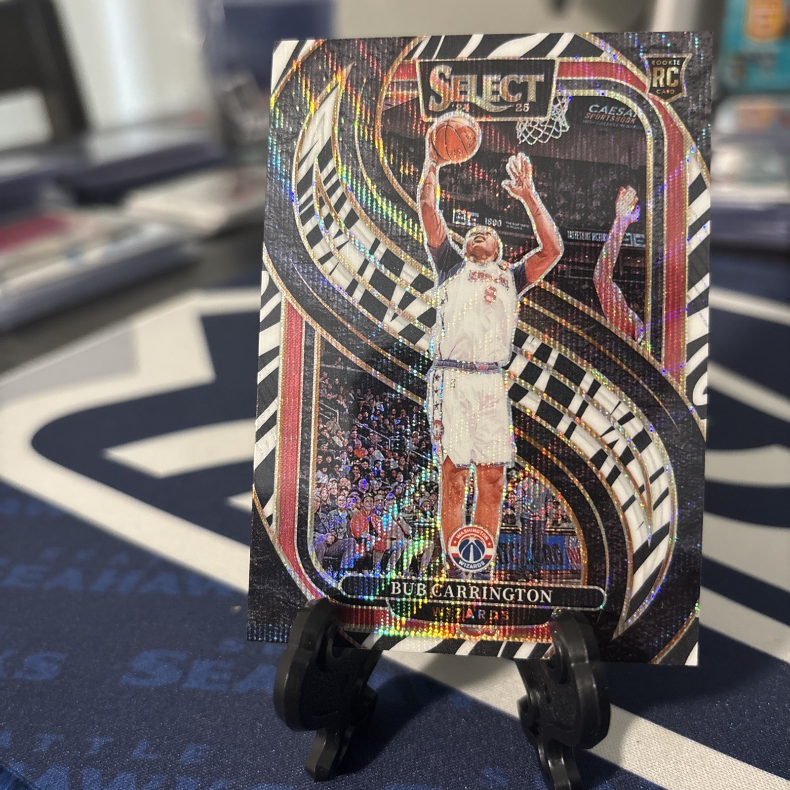 2024-25 Panini Select - Premier Level Bub Carrington #197 Zebra Prizm (RC)