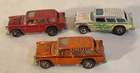 WOW! THREE ORIGINAL MATTEL 1970 HOT WHEELS `55 CLASSIC CHEVY NOMAD REDLINE CARS!