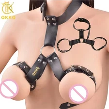 Female Wearable Leather Bra Adjustable Chest Bondage Breast Binder BDSM Toys