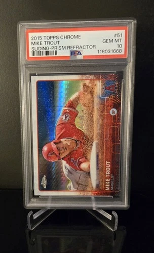 PSA 10 🔥 MIKE TROUT SP 2015 Topps Chrome Sliding Prism Refractor #51 Gem Mint