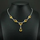 Citrine gemstone handmade 925 sterling silver necklace 18" for women