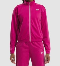 Reebok Women's Pink Logo Tricot Long-Sleeve Track Jacket Size XS