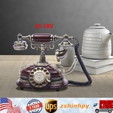 Resin Retro Rotary Phone European Vintage Dial Telephone Handset Landline Phone
