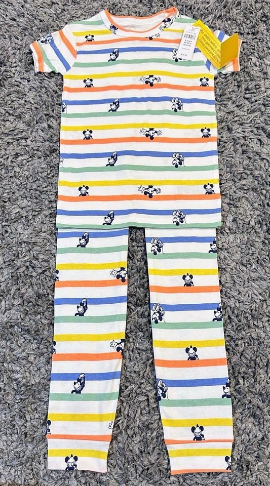 Novo Conjunto Adorável Baby Gap × Disney Mickey Mouse 100% Algodão Orgânico PJ Tamanho 6 - Imagem 2 de 4