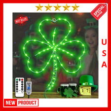 St Patrick Shamrock LED Window Light 13.2" 58 Green Lights Decor
