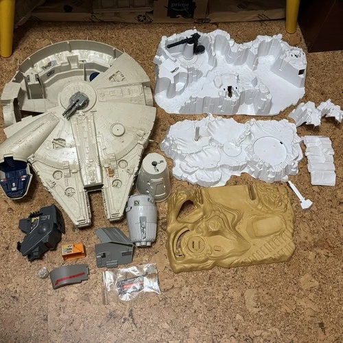 Vtg Star Wars Lot Millennium Falcon, Hoth, Turret & Jawa Base, Incomplete, Parts