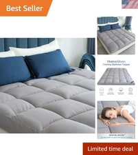 Cooling Extra Thick King Mattress Topper - Plush Pillow Top for Back Pain