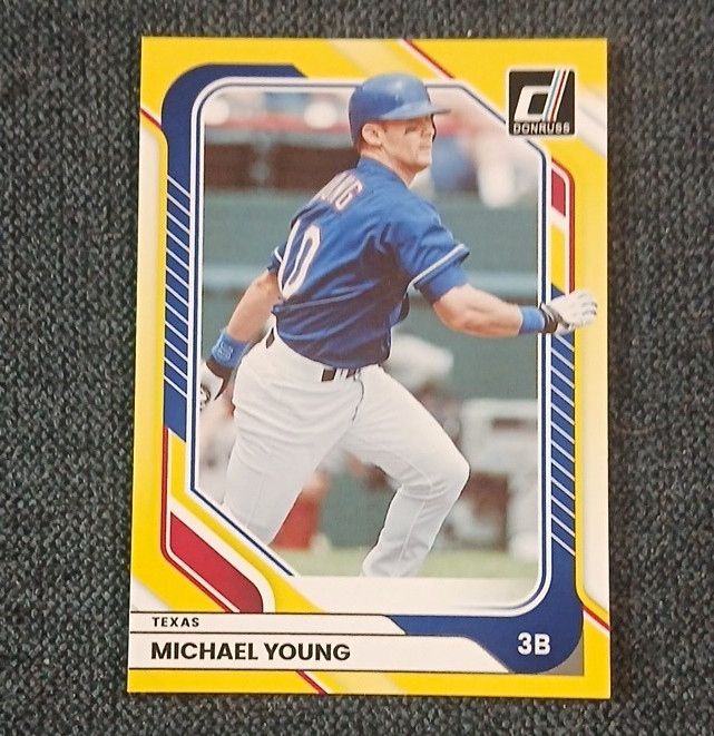 Panini 2026 Donruss Baseball Michael Young #72 Yellow Flood Texas Rangers