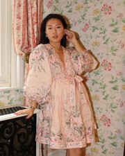 Zimmermann Moonshine Dress Size 0 / AU 8 / US 4 Pink Floral Linen Mini