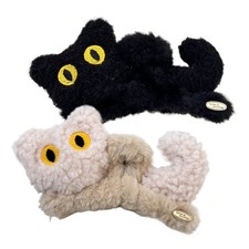 1pc Cute Black Cat Plush Hair Claw Non-Slip Furry Claw Clip for Thick Thin Hair