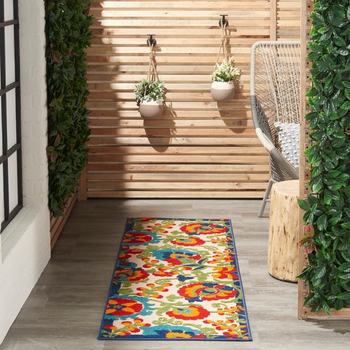 Nourison Aloha Indoor/Outdoor Floral Area Rug Multicolor 2' x 6' Runner ...