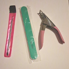 Metal Manicure  Pedicure Tool Kit Nail Clipper File Cuticle Pusher Pink