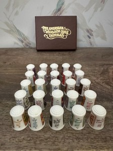 Franklin Porcelain The American Heirloom Quilt Thimbles Set of 25 w/ Documents
