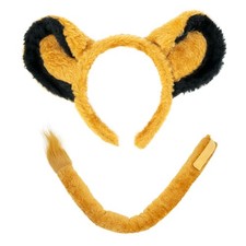 Lion Headband Ears and Tail Costume Accessory Set Adults Kids Fancy Dress
