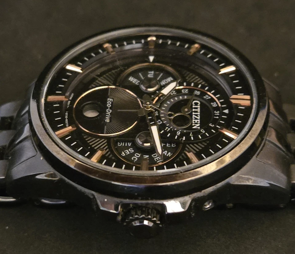 Men's Citizen Calendrier Eco-Drive Moonphase Watch.FREE SHIPPING. - Image 3 of 4