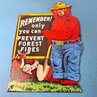 Vintage Smokey Bear Porcelain Sign - Fire Prevention Advertisement Forest Sign