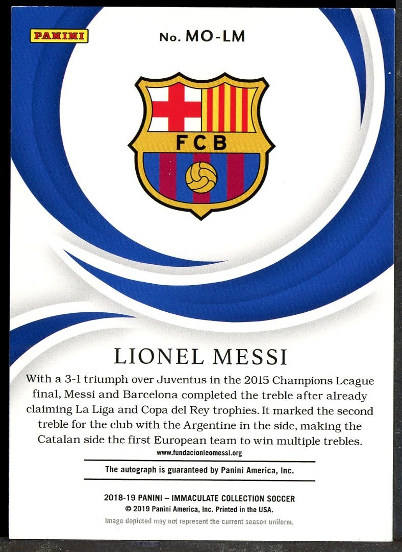 2018-19 Immaculate Soccer Moments Gold Lionel Messi AUTO 9/10 view 2