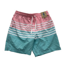 Chubbies The On The Horizons 7" Classic Swim Trunks Stripe Drawstring Pink Large