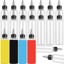 20 Pack Clear Dispensing Bottles, 8oz Round Plastic Squeeze Bottle with Twist To