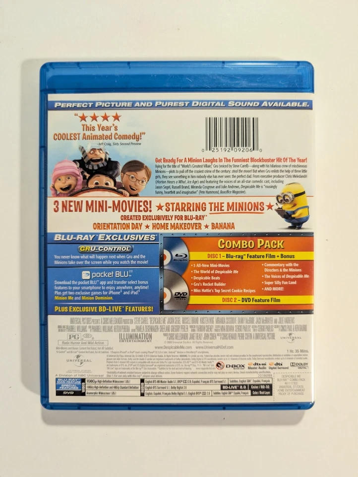 Despicable Me / Despicable Me 2 / Minions Blu-Ray/DVD Lot of 3 DreamWorks - Image 4 of 4