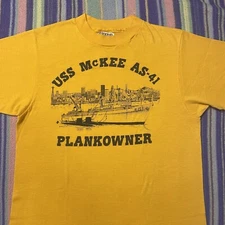 1981 USS McKee AS-41 T-Shirt Navy Plank Owner Submarine Tender Military History