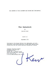 Jennifer Kent Signed Autographed The Babadook Movie Script COA 