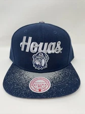 Mitchell & Ness Georgetown Hoyas Spray Paint Adjustable Snapback Hat Navy / Gray