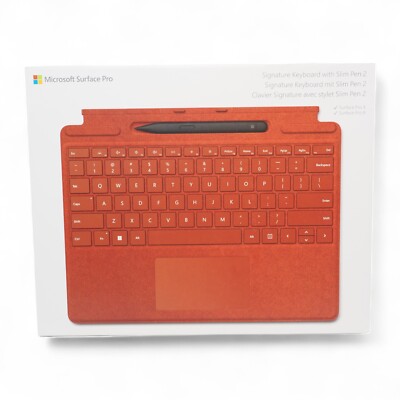 Microsoft Surface Pro 8 / 9 / X Signature Mohnrot Bundle mit Slim Pen 2 Schwarz