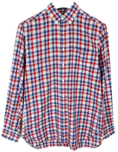GANT 12-M Cotton Linen Regular Fit Shirt Men's MEDIUM Button Down Check Pattern
