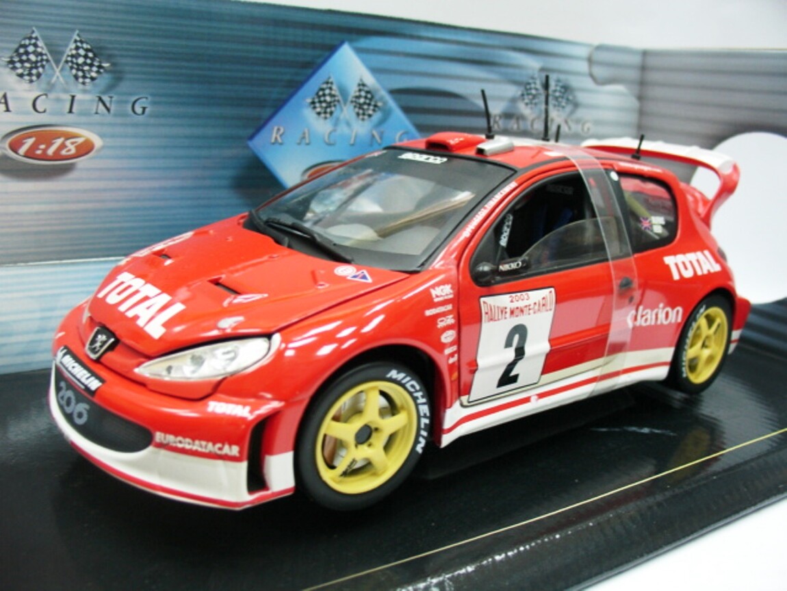 AUTOart PEUGEOT206 WRC 1/18 モンテカルロ 2003 1:18 Autoart Peugeot 206 WRC 2003 M Gronholm / T. Rautiainen