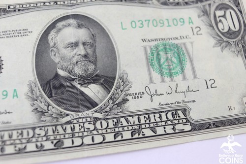 1950 US $50 Federal Reserve Note MULE, GNC Treasurer, JWS Secretary o/Treasury - Picture 8 of 9