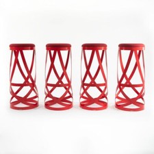 2013 Nendo Ribbon Bar Stool in Red Lacquered Steel for Cappellini 4x Available