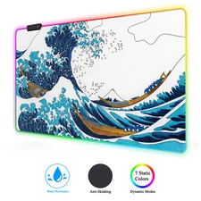 RGB Gaming Mouse Pad - Large LED Gaming Desk Mat with Design (23.6 x 13.7 Inch)