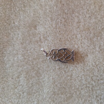 Sterling Silber .925 flache Eule Charm, Armband Charm, Schmuck Charm
