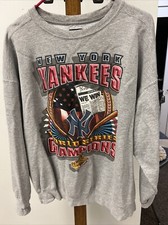 Vtg New York Yankees L Starter Sweatshirt Gray 1996 World Series Champs