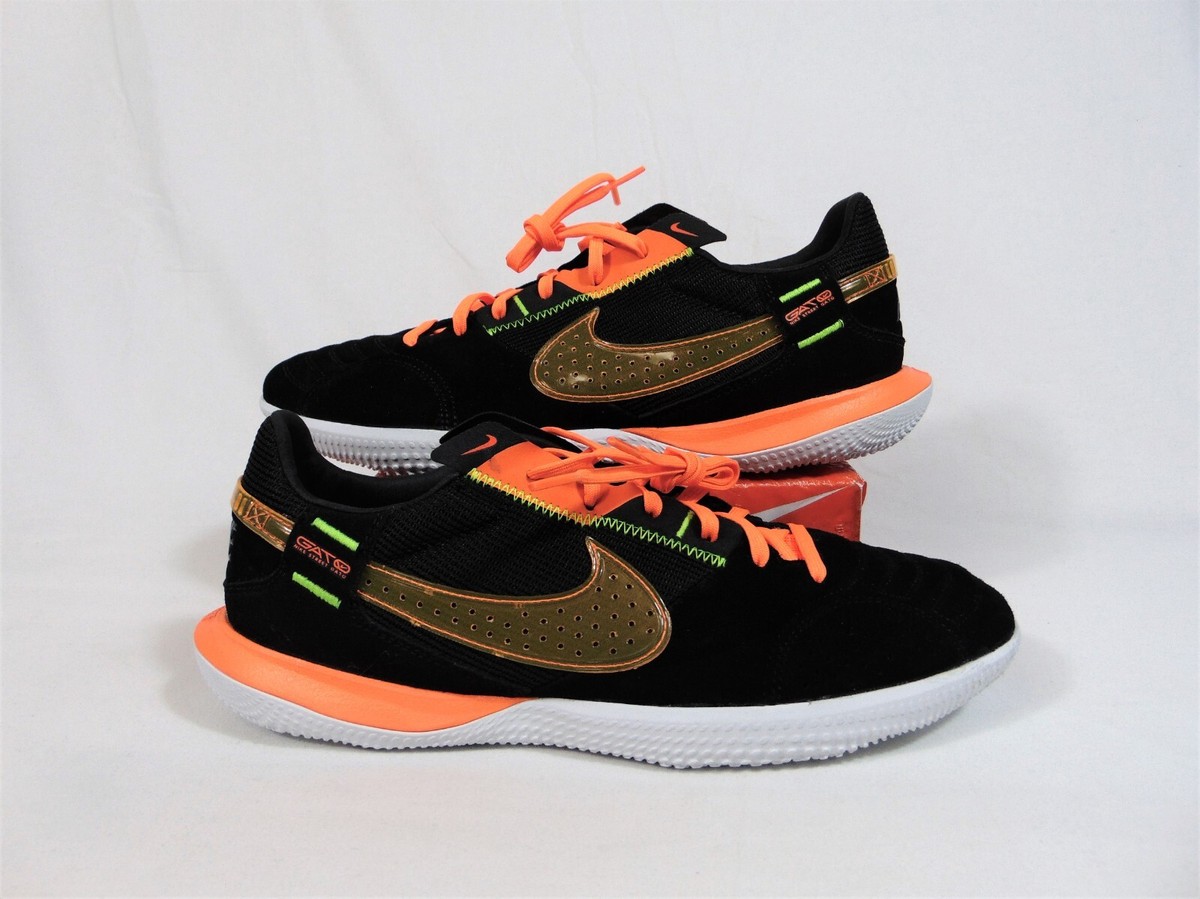 Nike StreetGato Black Orange Indoor Turf Soccer Shoes Sz NEW